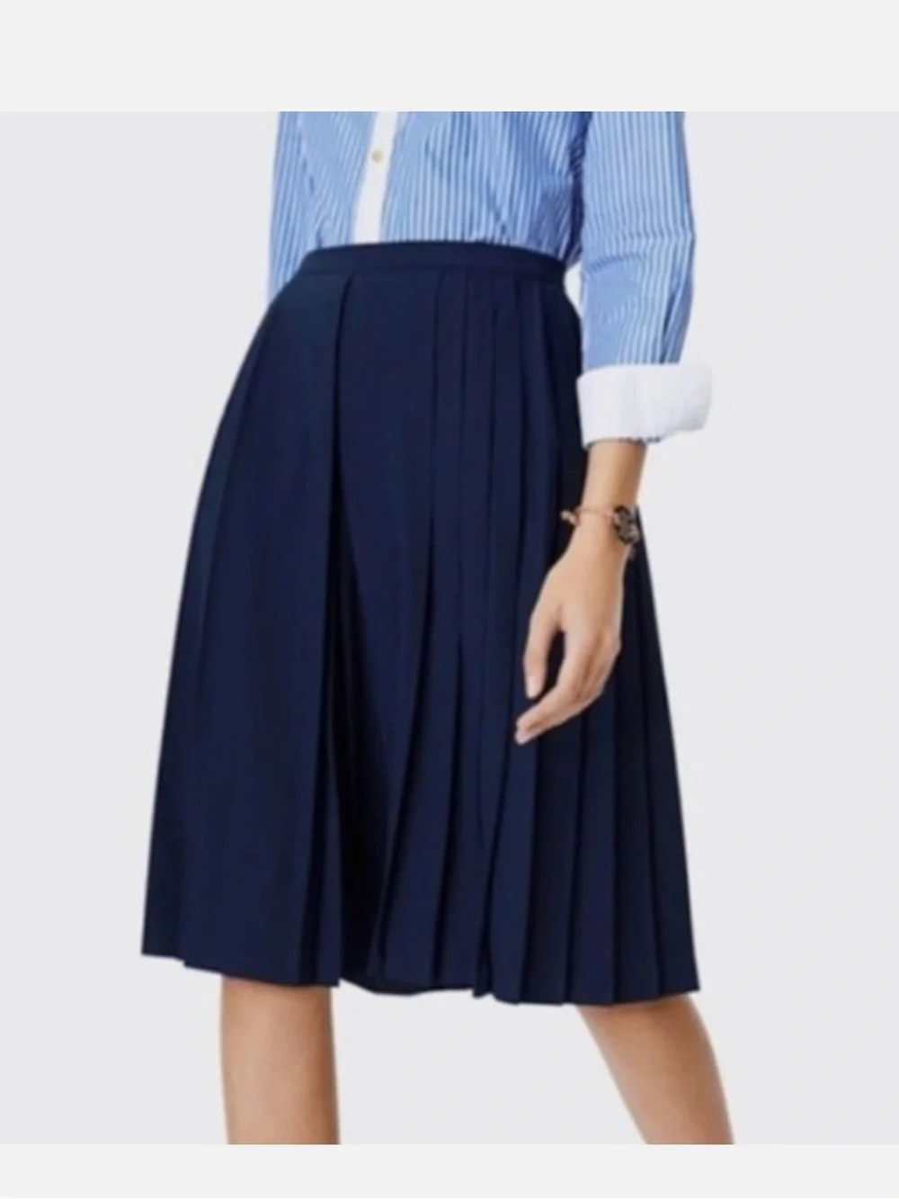 New Tory Burch Faye Pleated Culottes Signature Navy Size 10 Crepe de Chin $298